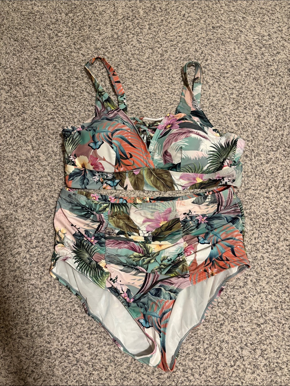 Torrid 3X Tropical Floral Two-Piece Swim Set in Multicolor